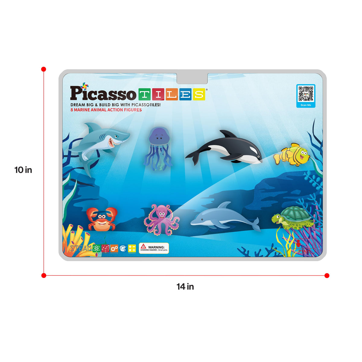 PicassoTiles 8 Marine Animal Magnetic Action Figures – Magnetic Tile Accessory Playset for STEM Learning | Ages 3+
