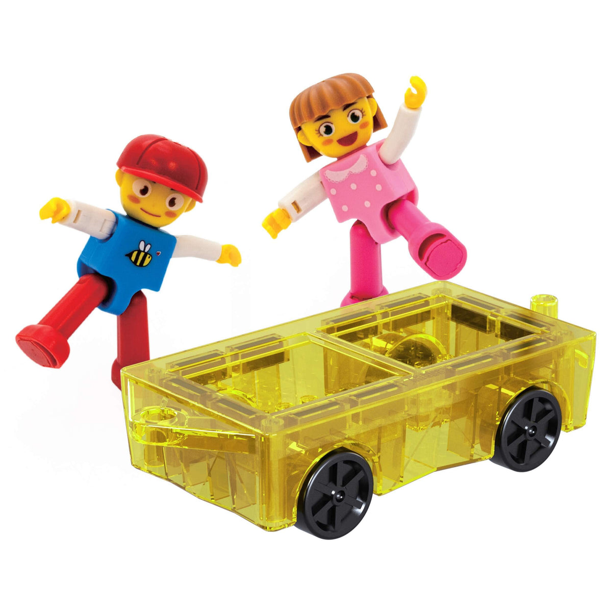 PicassoTiles Mini Magnetic Car Expansion Set – STEM Toy with Figures for Kids 3+
