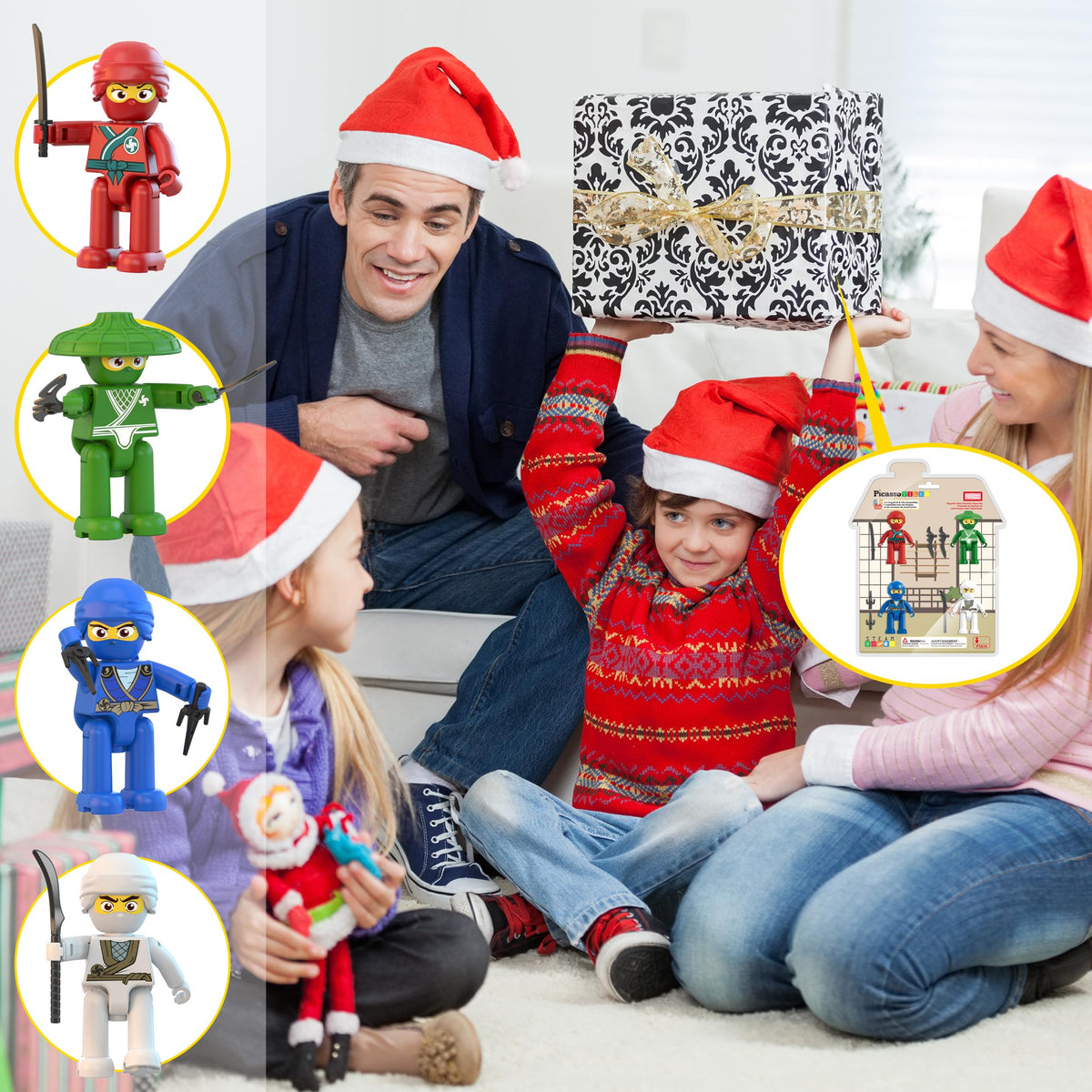 PicassoTiles Ninja Action Characters Kit – Magnetic Tiles Add-On for Open-Ended STEM Play (Ages 3+)