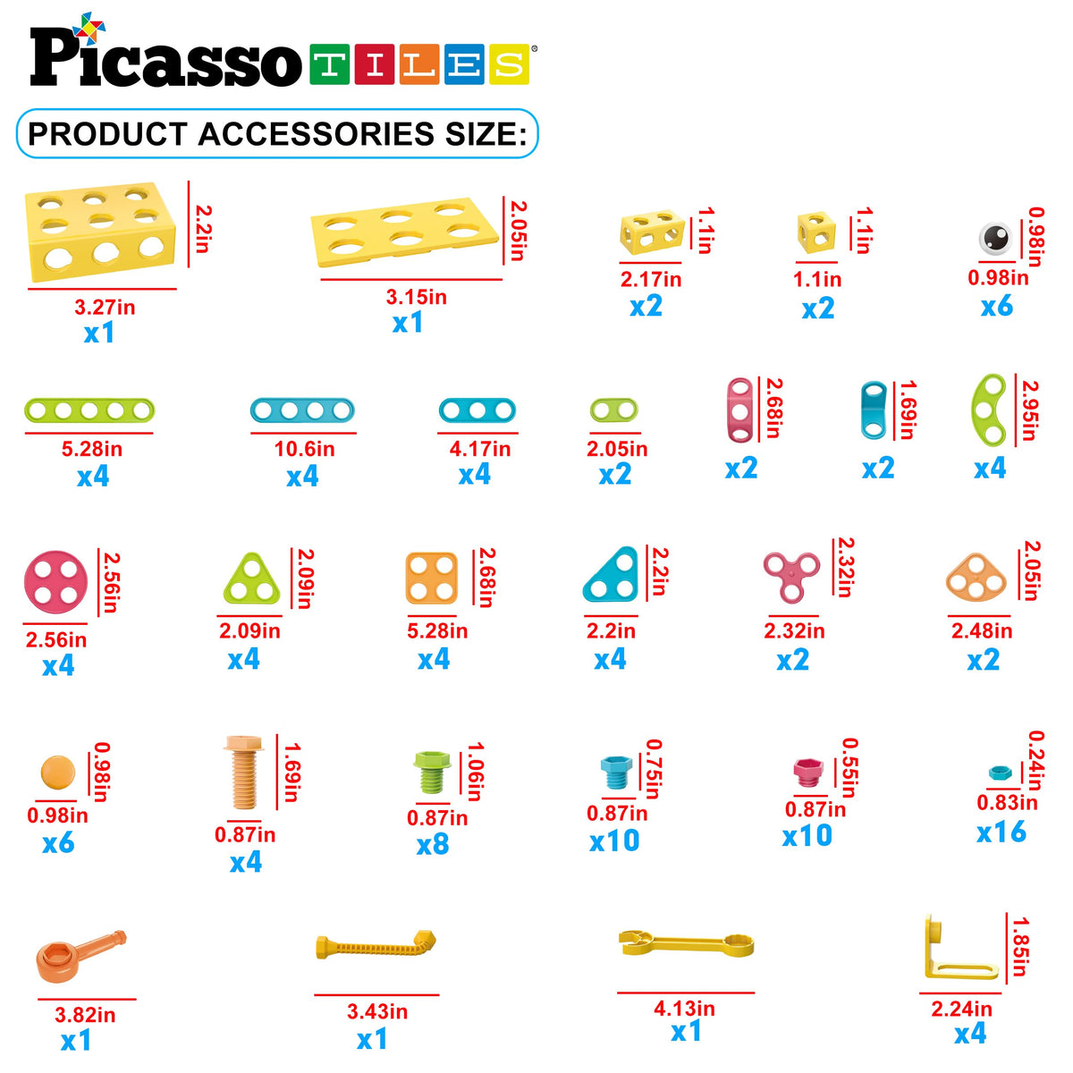 PicassoTiles 115-Piece Building Blocks Set | STEM Toy for Kids 3+ | Free IdeaBook