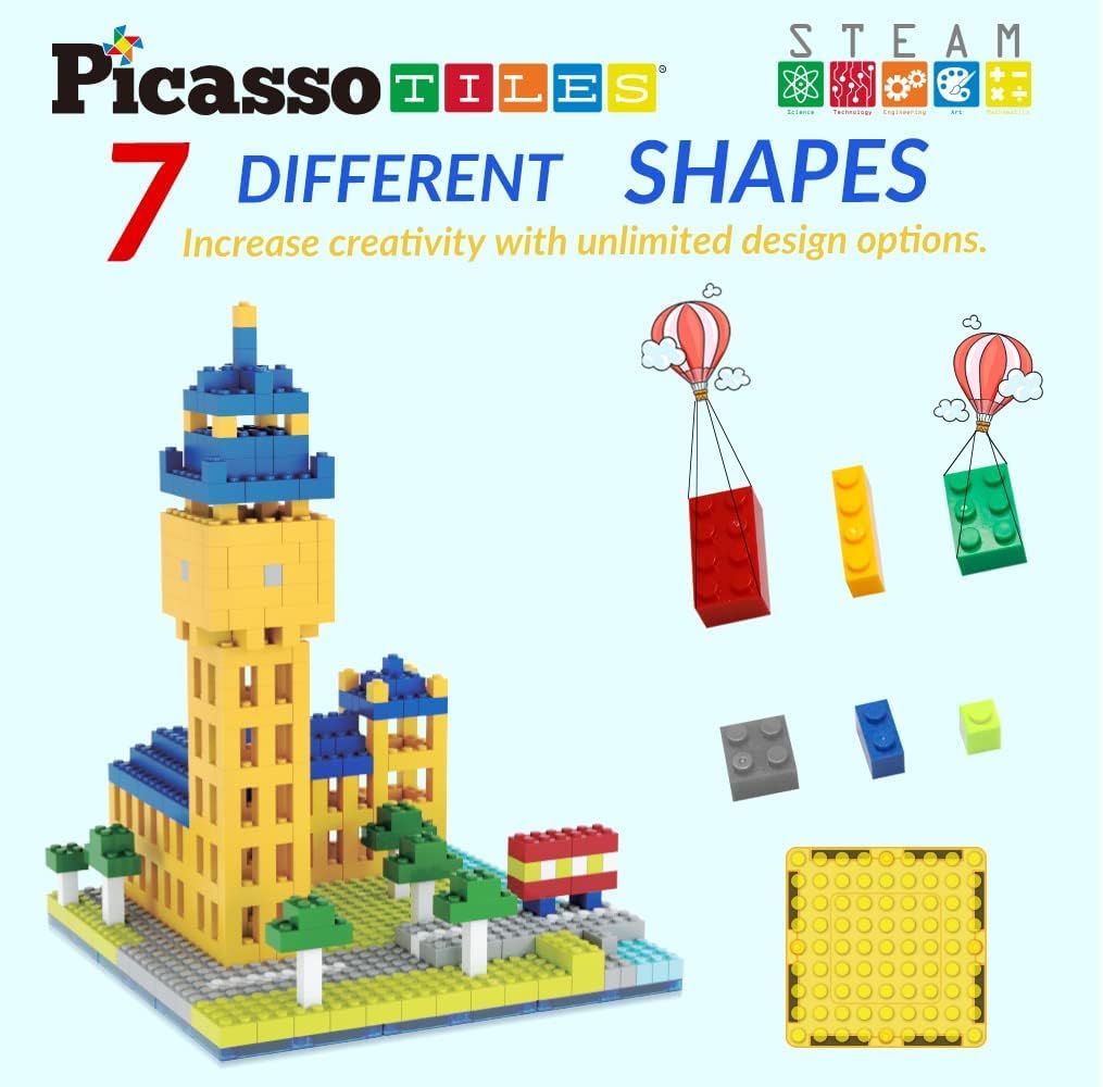 PicassoTiles 512 Pcs Grand Playset – Magnetic Tiles & Building Blocks for Creative STEM Play (Ages 3+)