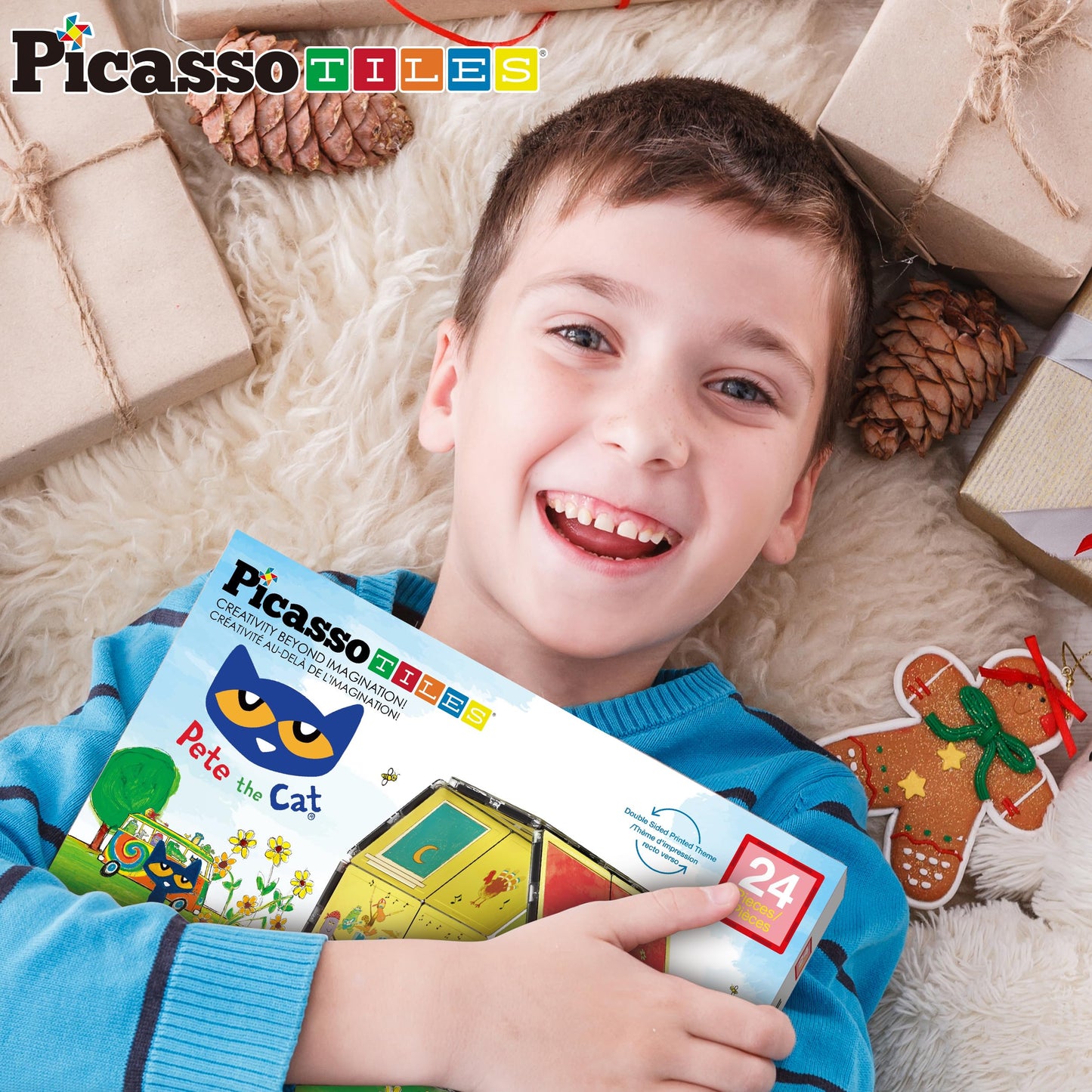 PicassoTiles Pete the Cat Home Theme Magnetic Tiles | STEM Building Blocks for Kids 3+