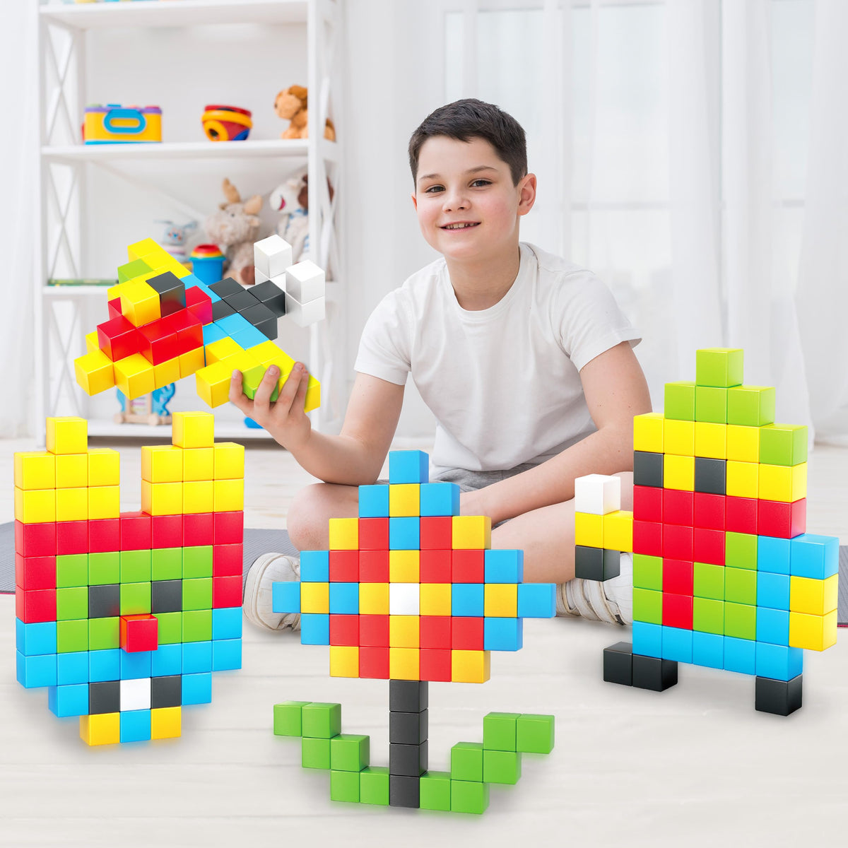 PicassoTiles 60pc Magnetic Puzzle Cube – 1in 3D STEM Building Set for Toddlers & Kids | Montessori Travel Gift