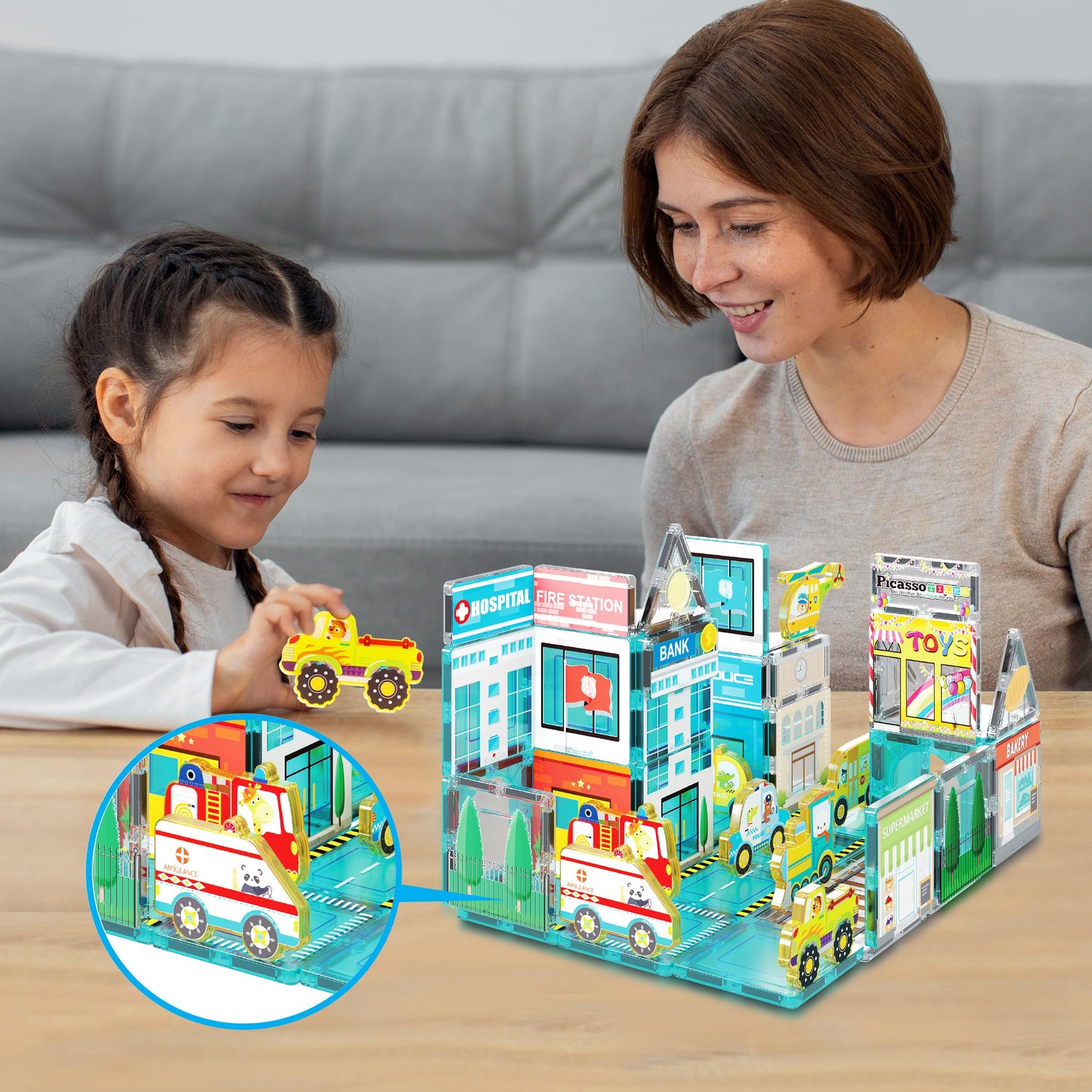 PicassoTiles 8pc Metro City Vehicle Magnet Set – STEM Construction Toys