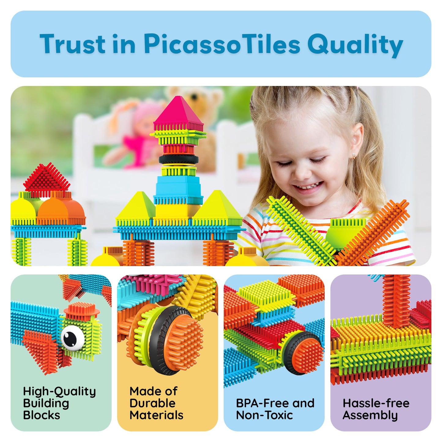 PicassoTiles 116pc Hedgehog Building Blocks Toy Set – STEM Construction Kit for Kids 3+