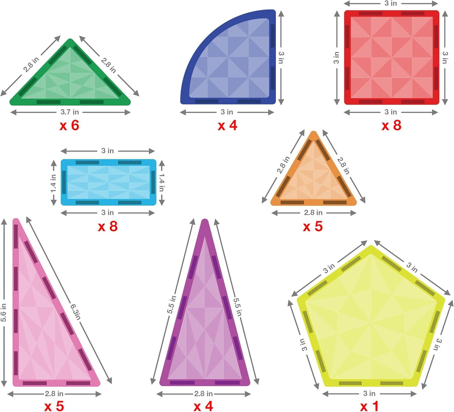PicassoTiles PT41 Prism Magnetic Tiles – STEM Building Blocks for Kids 3+