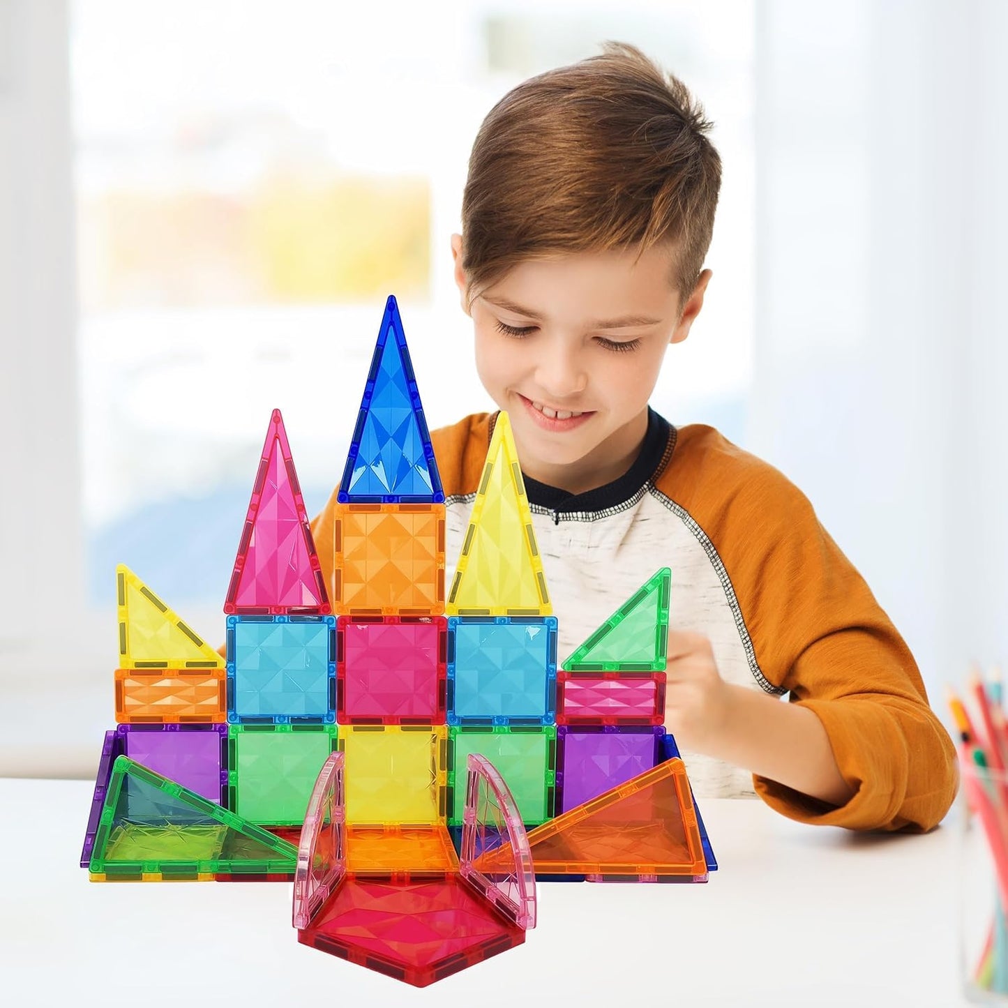 PicassoTiles PT41 Prism Magnetic Tiles – STEM Building Blocks for Kids 3+