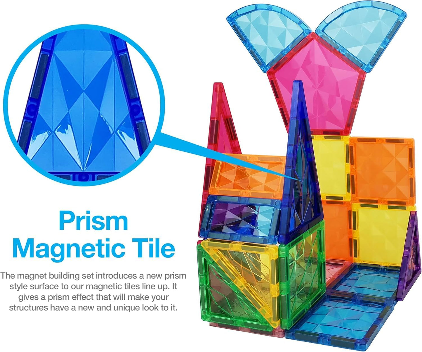PicassoTiles PT41 Prism Magnetic Tiles – STEM Building Blocks for Kids 3+
