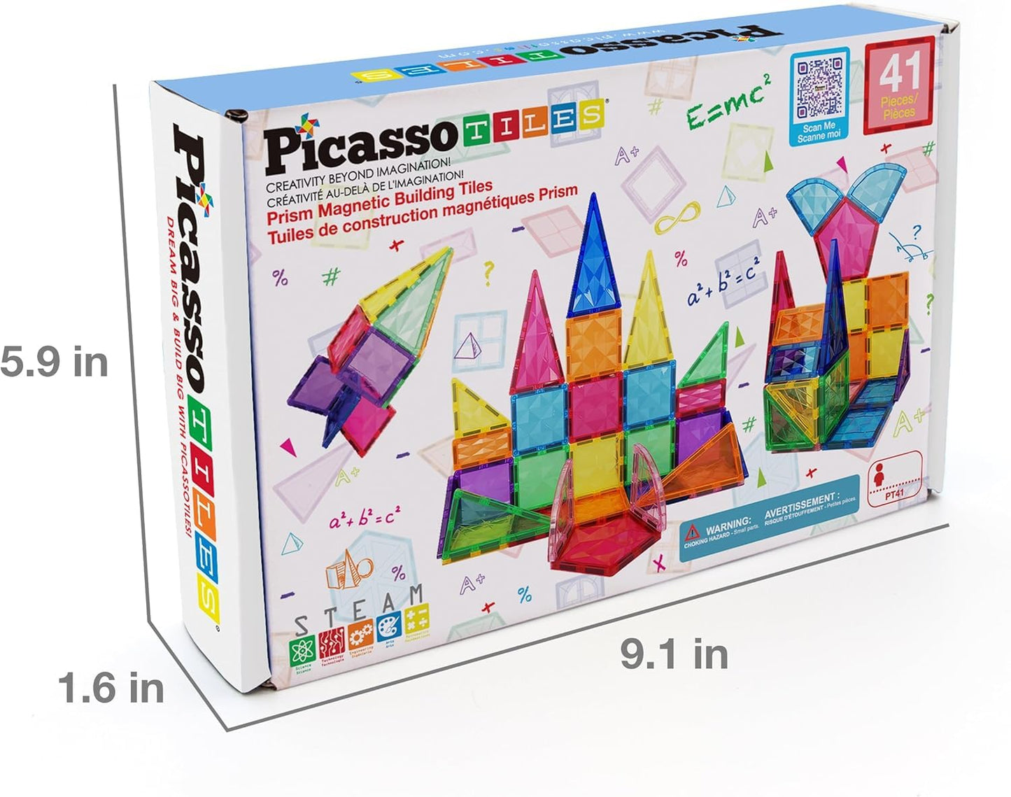 PicassoTiles PT41 Prism Magnetic Tiles – STEM Building Blocks for Kids 3+