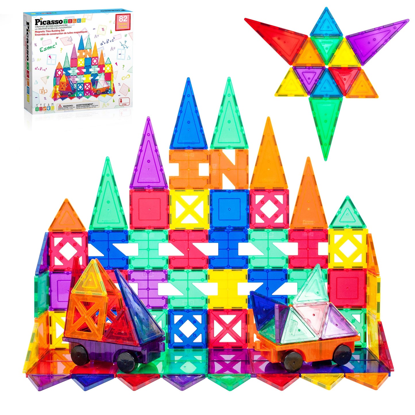PicassoTiles PT82 Creativity Set – Magnetic 3D Building Tiles for Kids