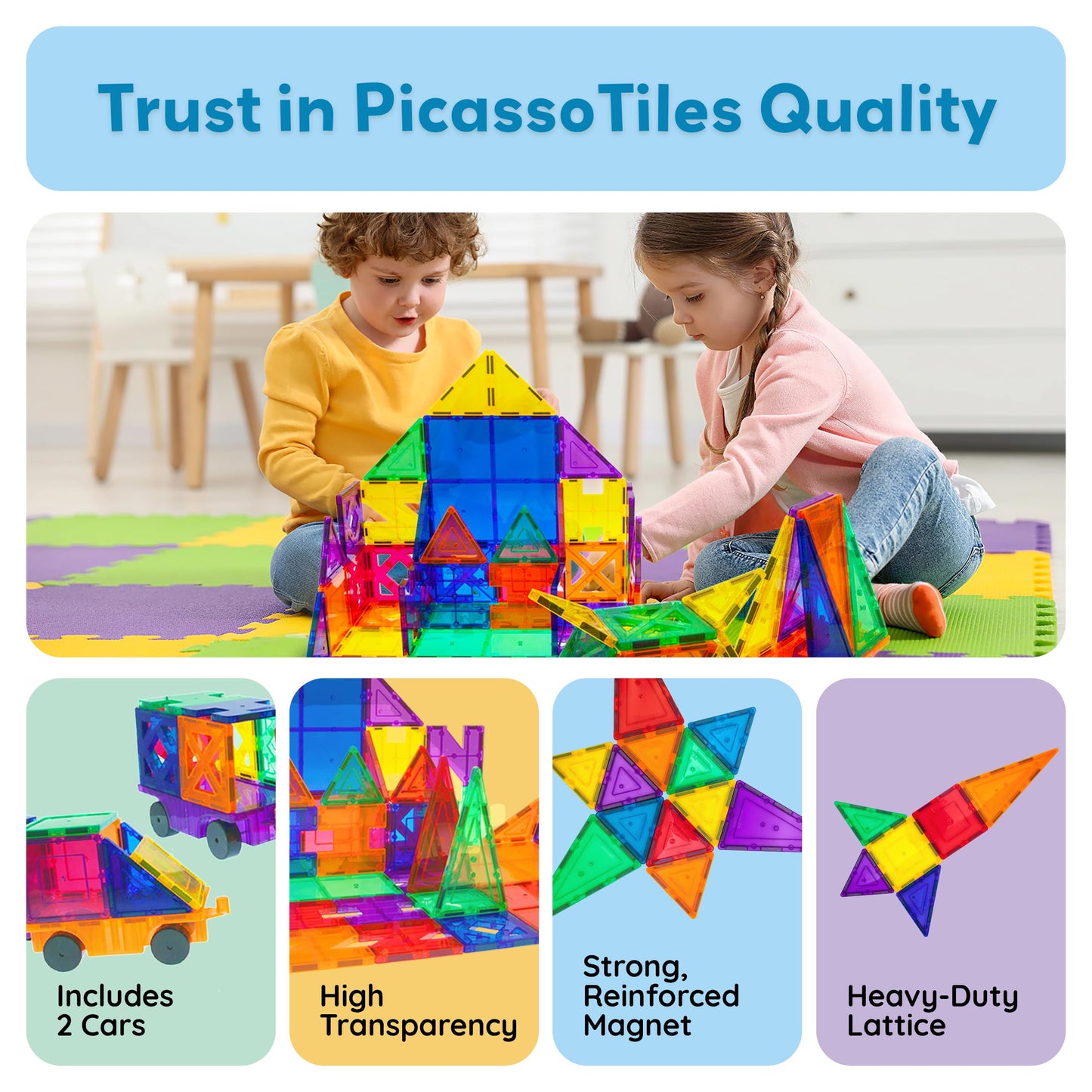 PicassoTiles PT82 Creativity Set – Magnetic 3D Building Tiles for Kids