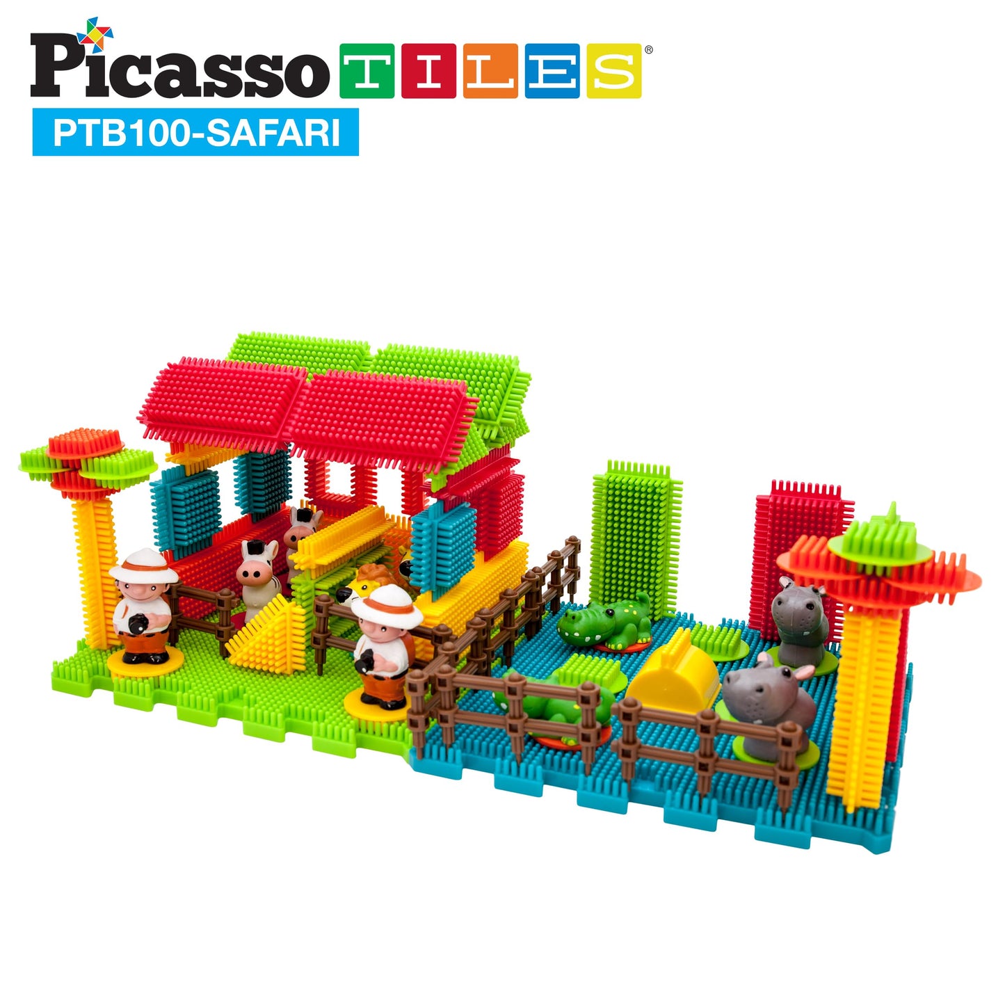 PicassoTiles PTB100 100-Piece Hedgehog Block Set – Safari Theme STEM Toy for Ages 3+