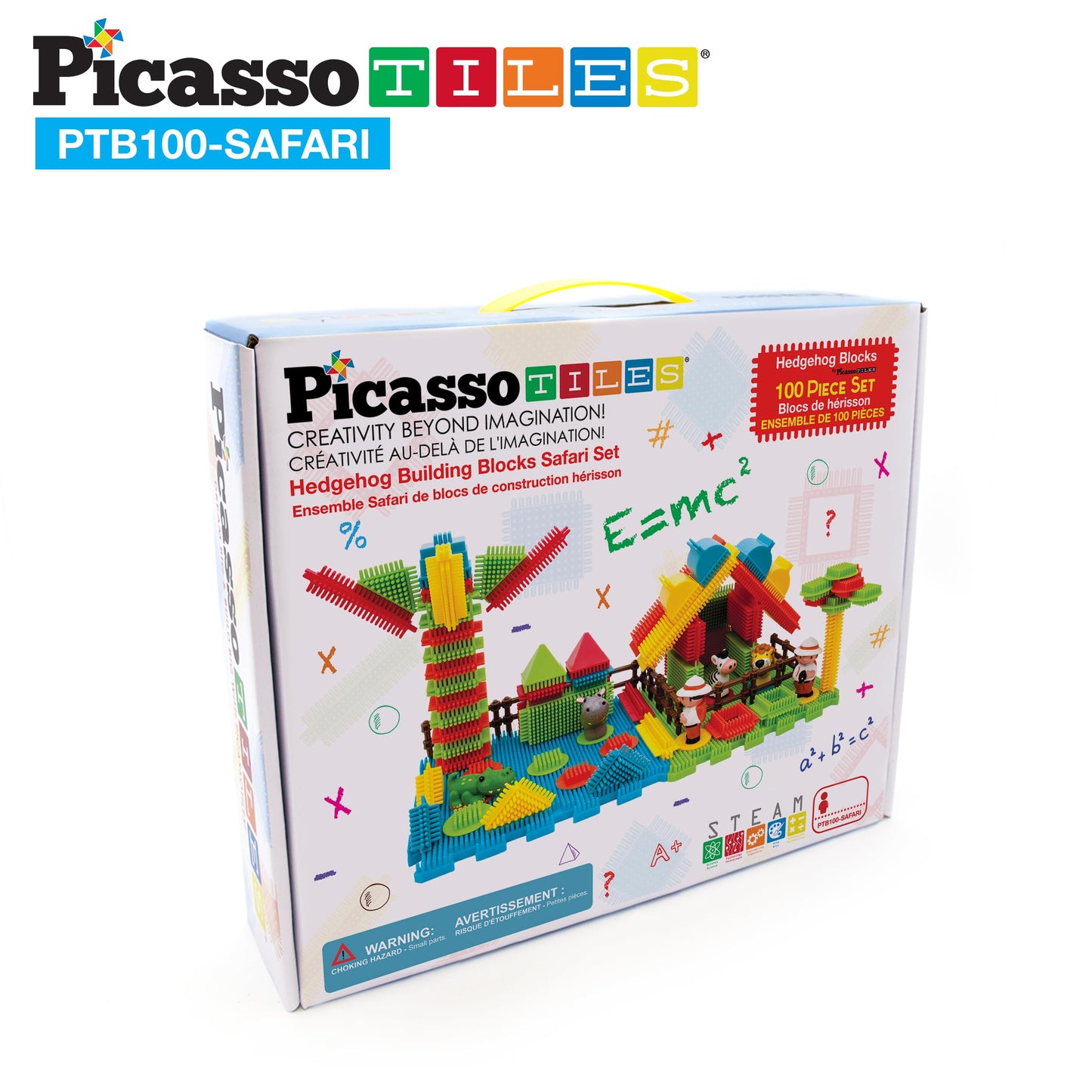 PicassoTiles PTB100 100-Piece Hedgehog Block Set – Safari Theme STEM Toy for Ages 3+