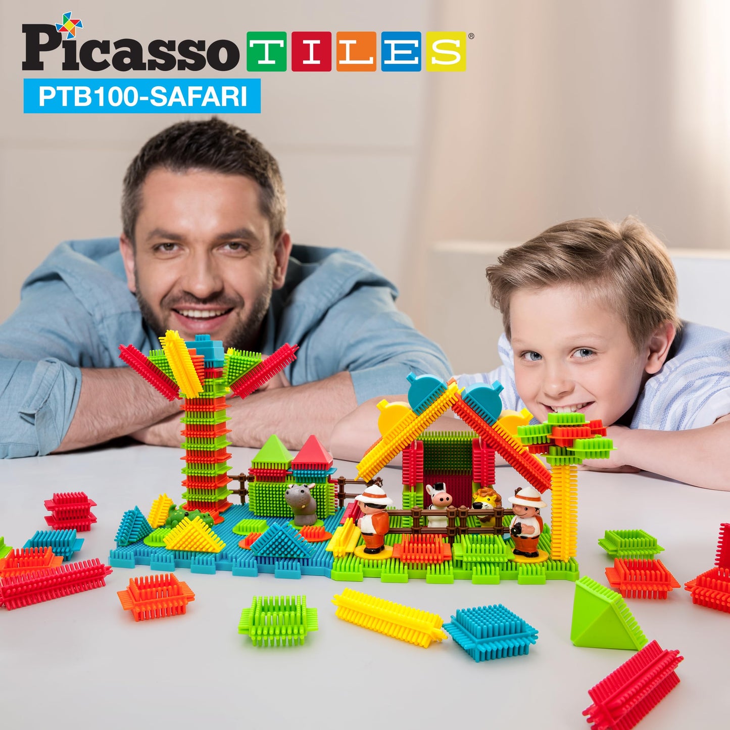 PicassoTiles PTB100 100-Piece Hedgehog Block Set – Safari Theme STEM Toy for Ages 3+