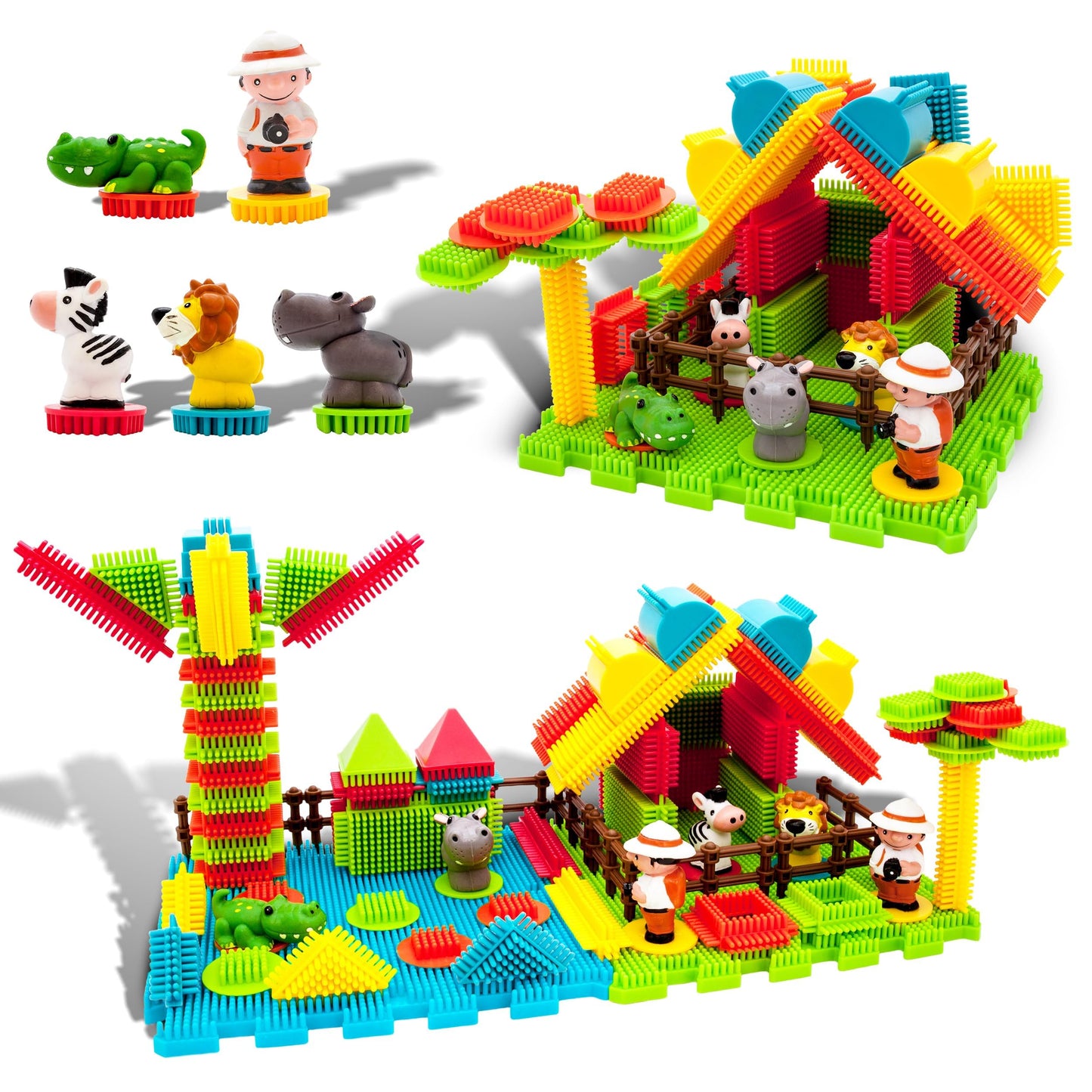 PicassoTiles PTB100 100-Piece Hedgehog Block Set – Safari Theme STEM Toy for Ages 3+