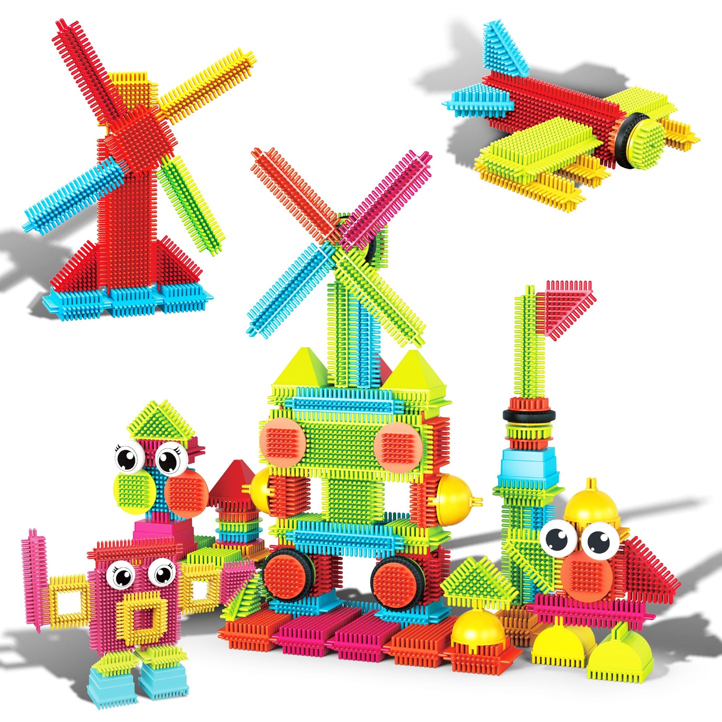 PicassoTiles PTB112 Hedgehog Blocks – 112-Piece Interlocking STEM Building Tiles Set
