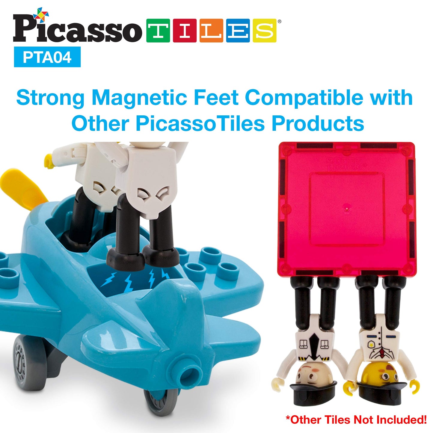 PicassoTiles Magnetic Figures 4-Piece Aircraft Expansion Pack – Educational Building Toy Set