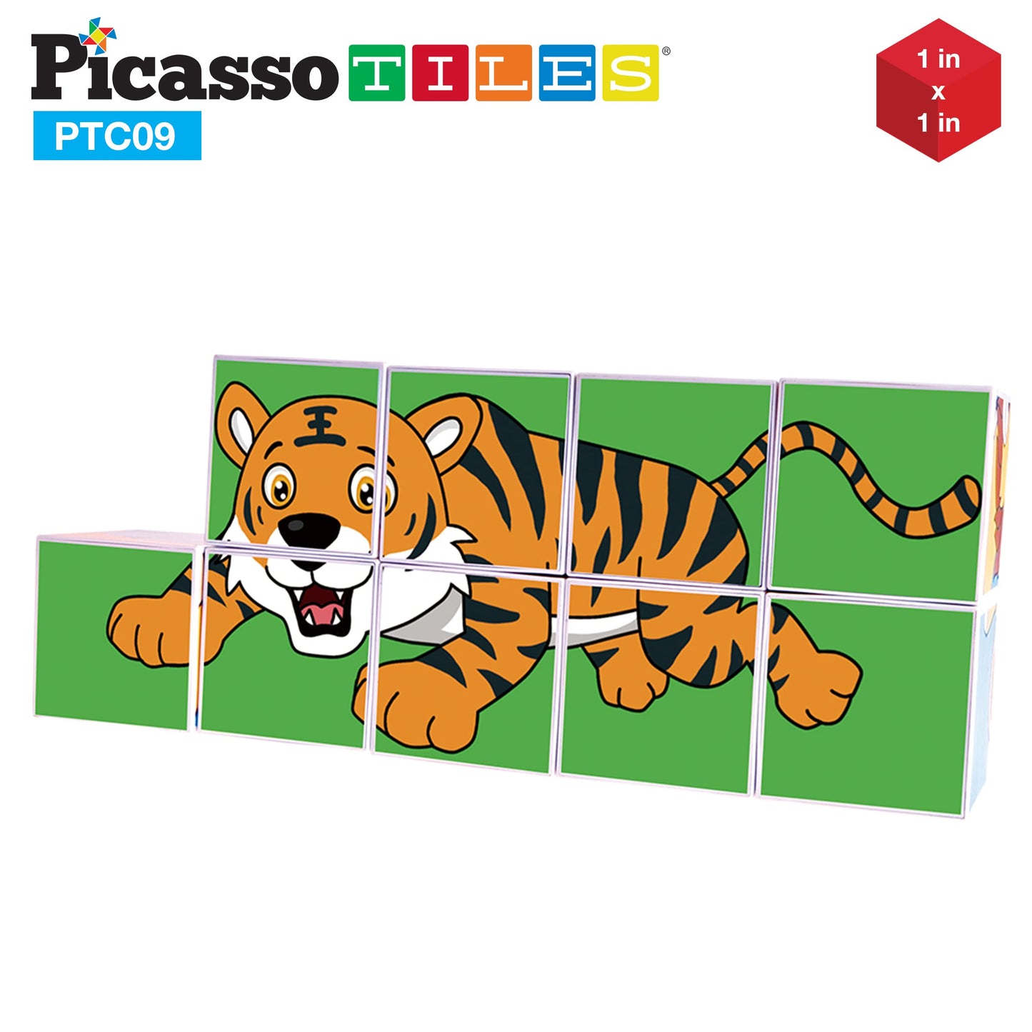 PicassoTiles Magnetic Expression Puzzle – 9-Piece STEM Building Blocks for Ages 3+