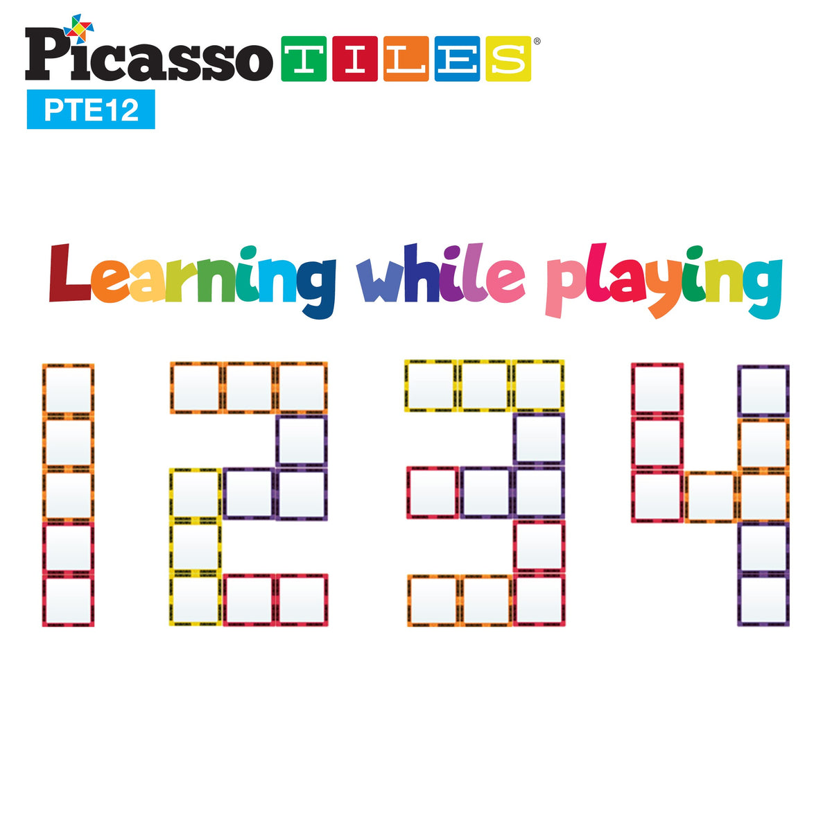 PicassoTiles Mirror Magnetic Building Tiles - 12-Piece Expansion Set for 3+ | Educational Magnetic Tiles