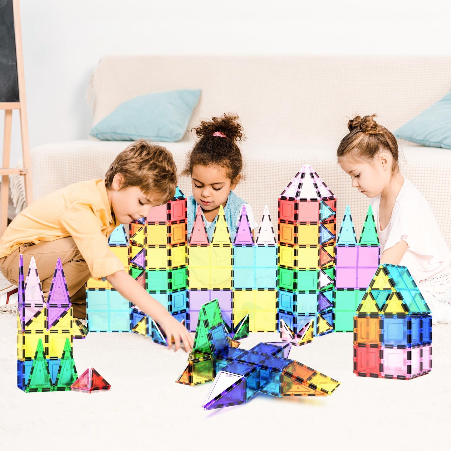 PicassoTiles 100 Piece Magnetic Tile Set | Clear 3D Building Blocks for Creative Learning