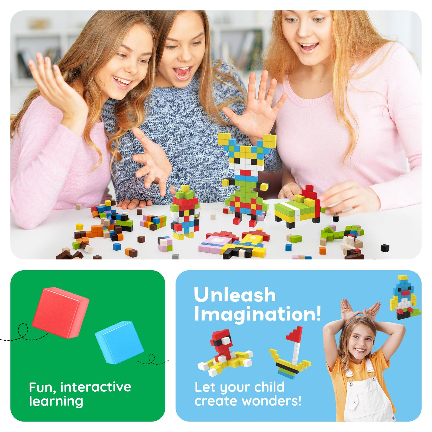 PicassoTiles 100pc Pixel Magnetic Puzzle Cubes | Mix & Match STEM Building Blocks