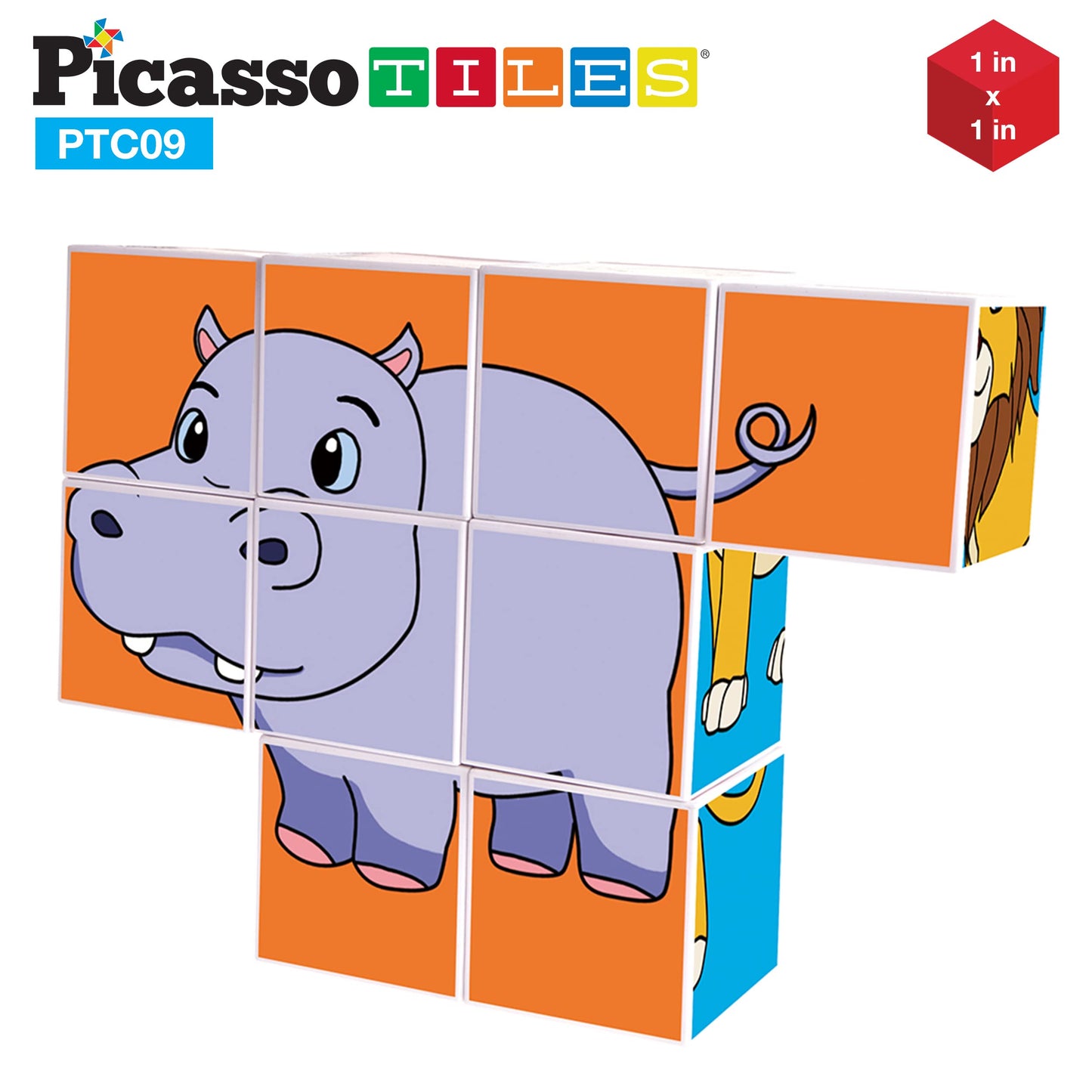 PicassoTiles Magnetic Expression Puzzle – 9-Piece STEM Building Blocks for Ages 3+