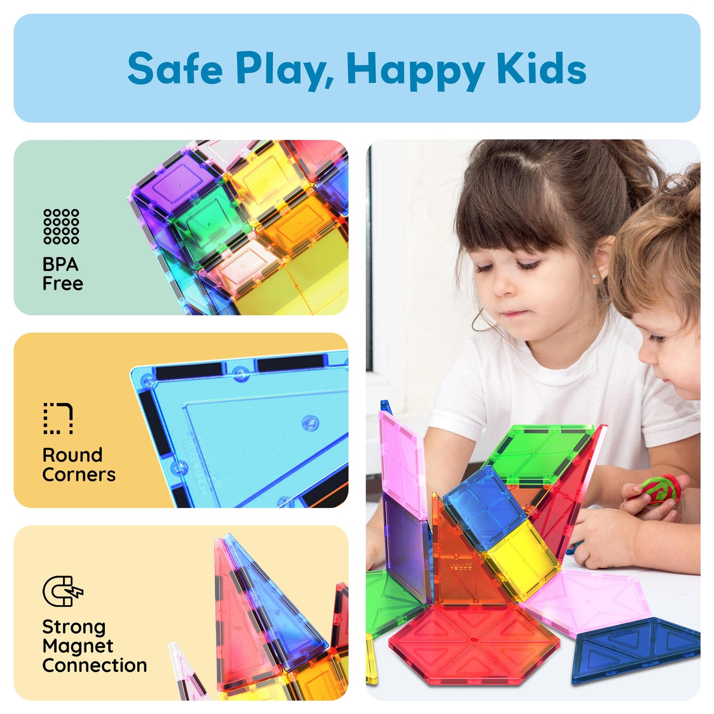 PicassoTiles Geometry Shape Magnet Tiles – Magnetic Building Set for STEM Learning (PT16)