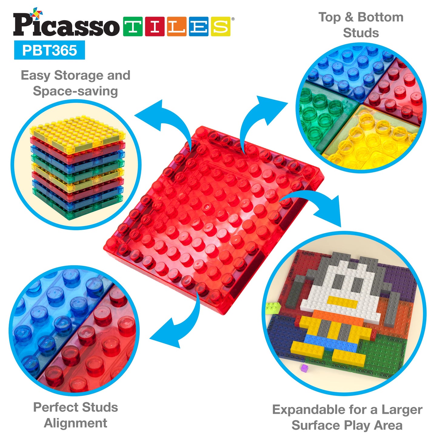 PicassoTiles 316-Piece Activity Table with Magnetic Tiles & Storage | STEM Toys for Ages 3+