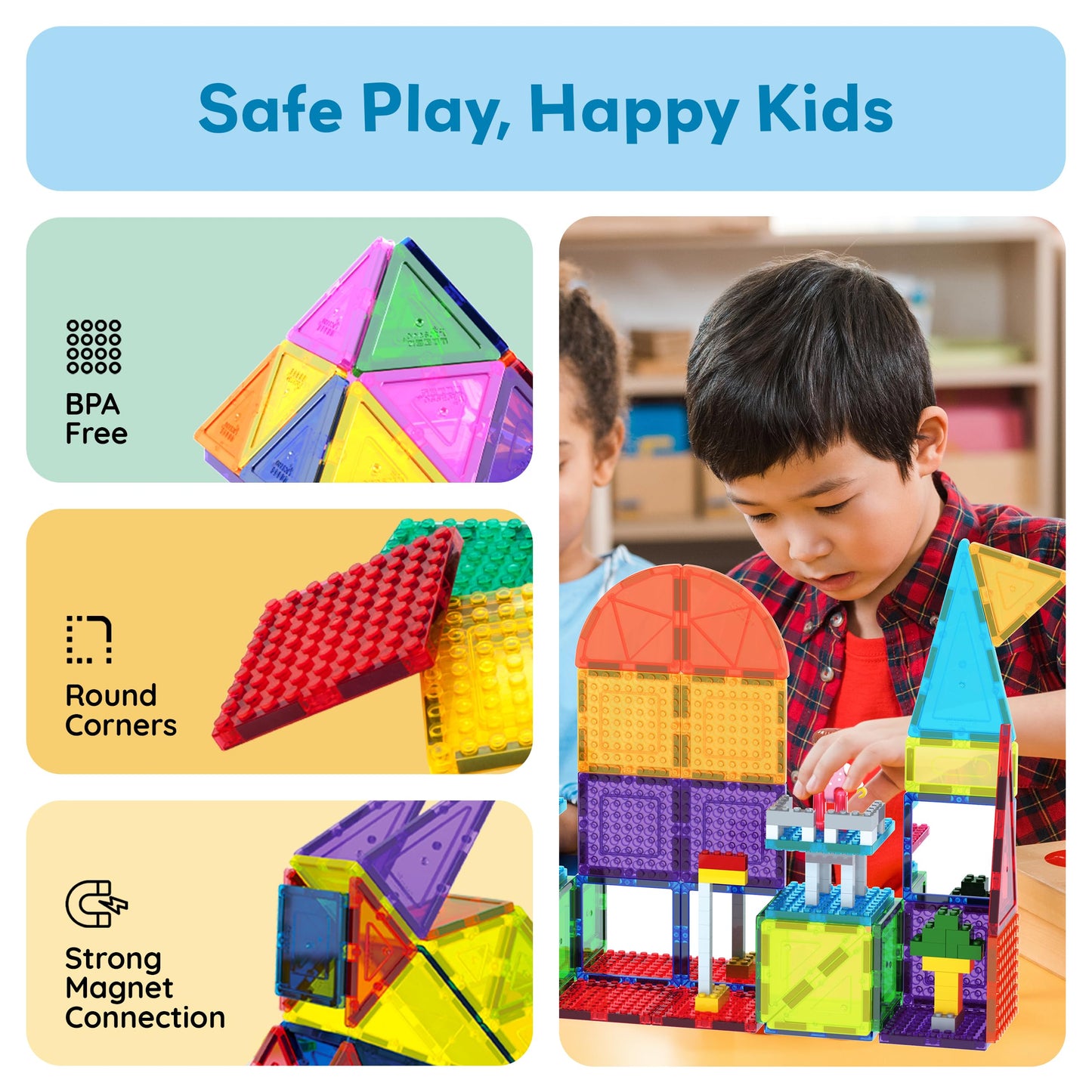 PicassoTiles 353pc Magnetic Brick & Magnet Tile Combo Set – STEM Building Kit for Kids 3+ | PTL353