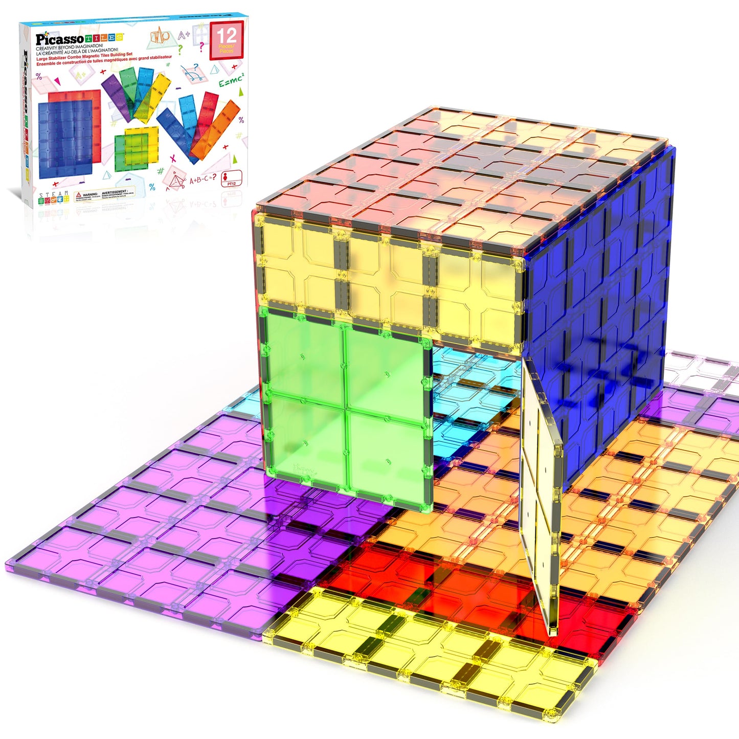 PicassoTiles 12pc Supersized Magnetic Base Plate – Jumbo XL Foundation Stabilizers for Kids