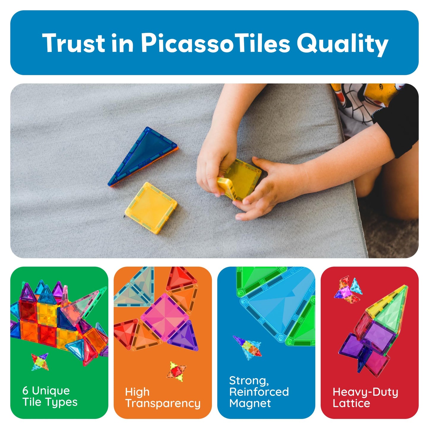 PicassoTiles 120pcs Mini Size Magnetic Tiles – Diamond Series STEM Toy