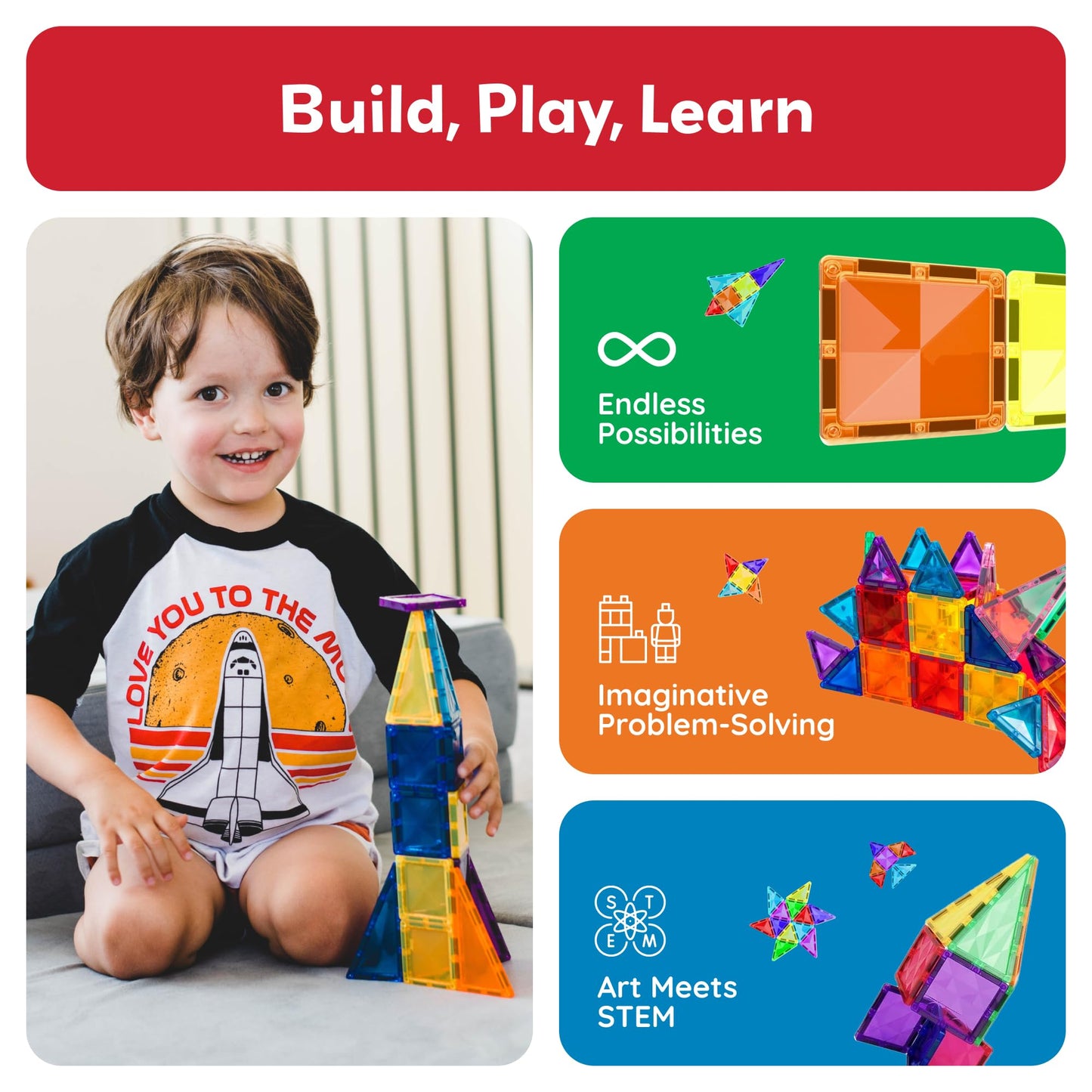 PicassoTiles 120pcs Mini Size Magnetic Tiles – Diamond Series STEM Toy