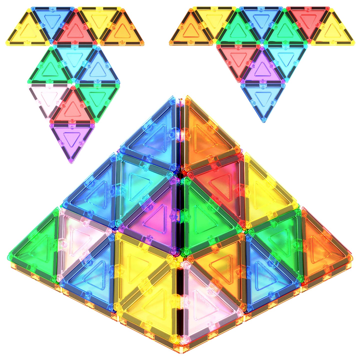 PicassoTiles Magnetic Triangle Tiles – Equilateral STEM Building Toy for Kids 3+