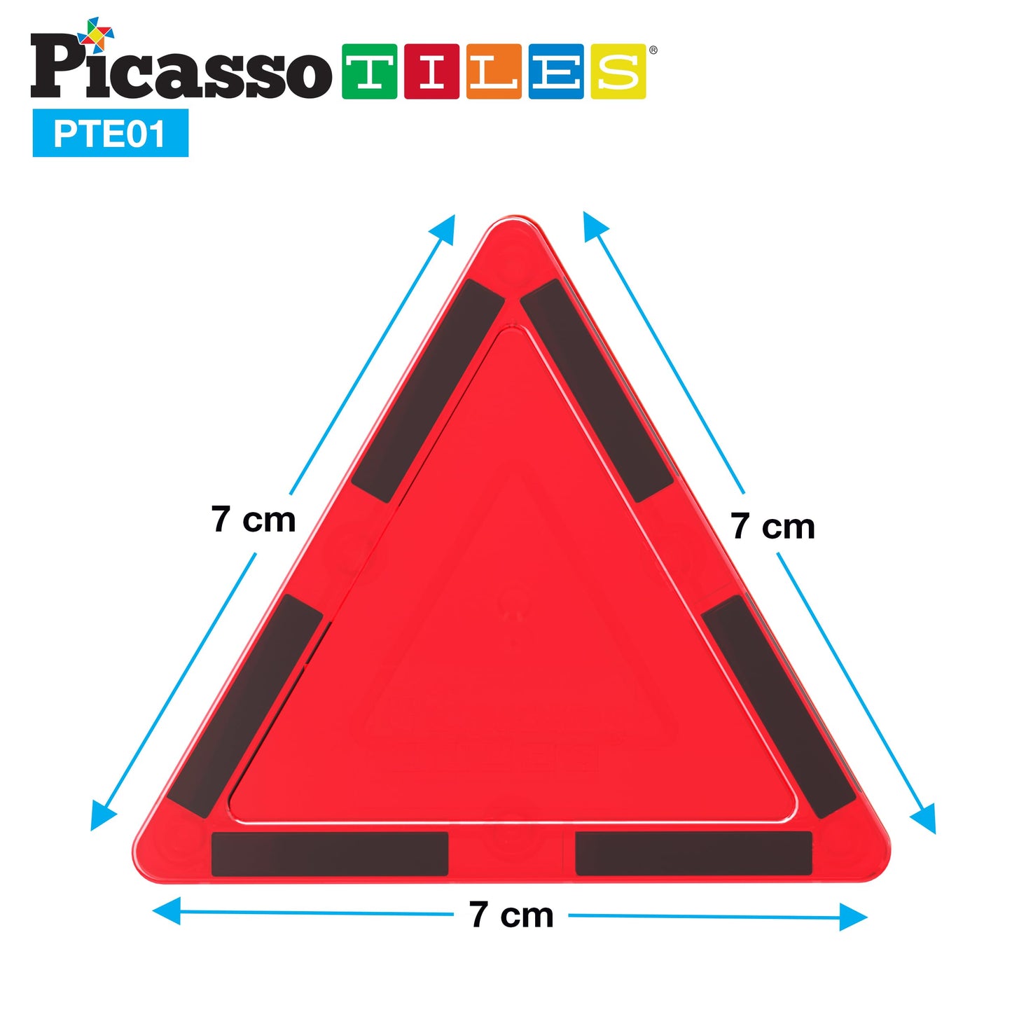 PicassoTiles Magnetic Triangle Tiles – Equilateral STEM Building Toy for Kids 3+