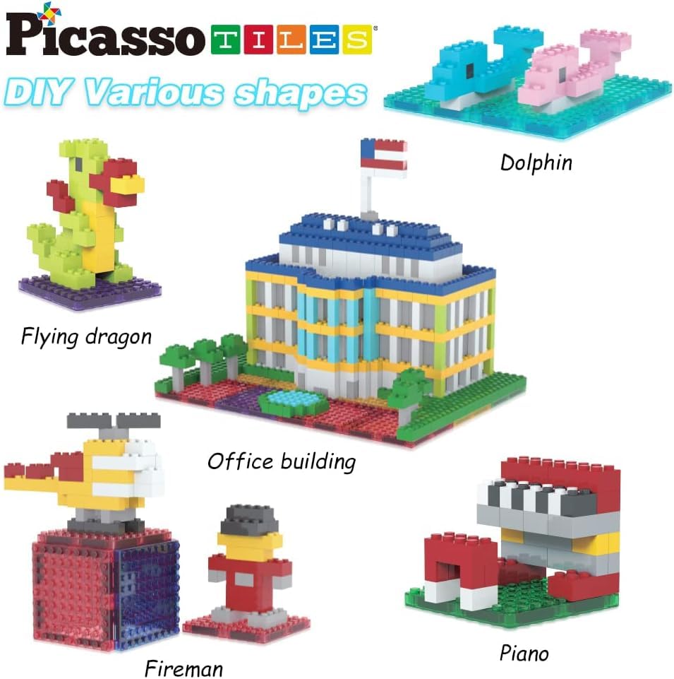 PicassoTiles 512 Pcs Grand Playset – Magnetic Tiles & Building Blocks for Creative STEM Play (Ages 3+)