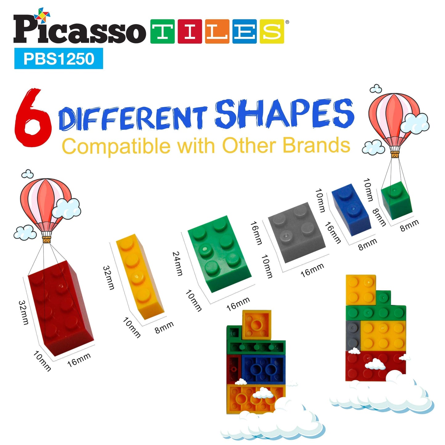PicassoTiles 1250-Piece Educational Building Block Set – STEM Toys for Ages 3+