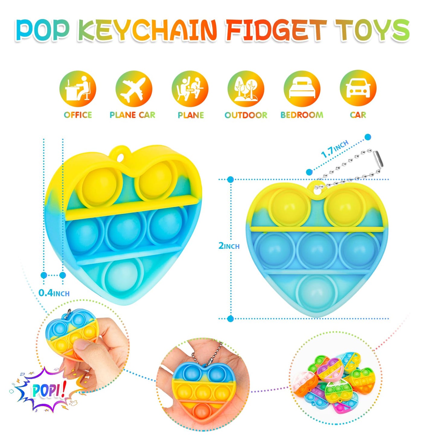 PICcircuit Pop Fidget Toys Bulk — 30 Pack Valentine Gifts for Kids | Classroom Favors