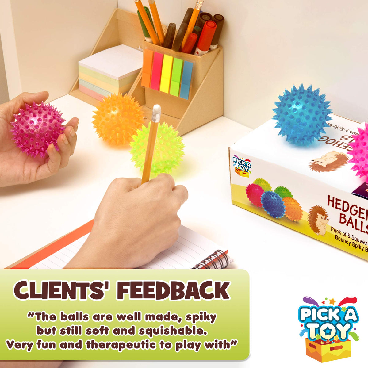 PICK A TOY Squishy Stress Relief Fidget Spiky Ball – 5-Piece Eco-Friendly Antistress Set