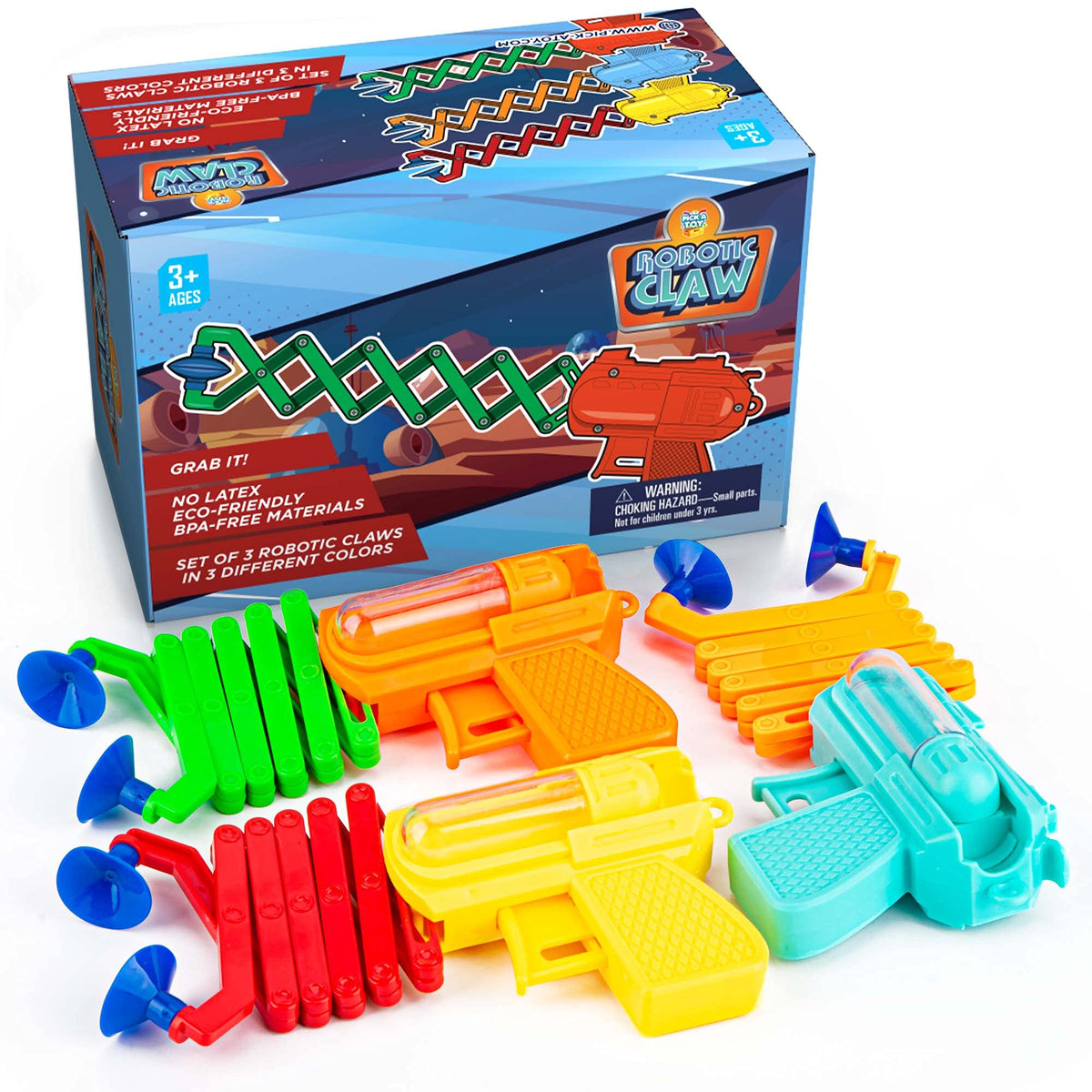 PICK A TOY Robotic Claw Toy 3-Pack – Fun Grabber Toys for Kids 3+
