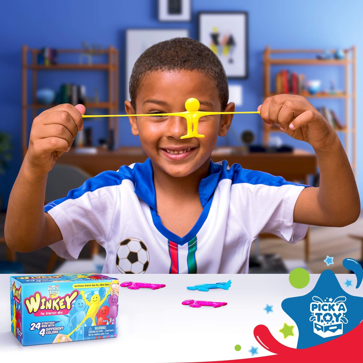 Pick A Toy Stretchy Happy Man Sticky Toy – 24 Bendy Party Favors for Kids