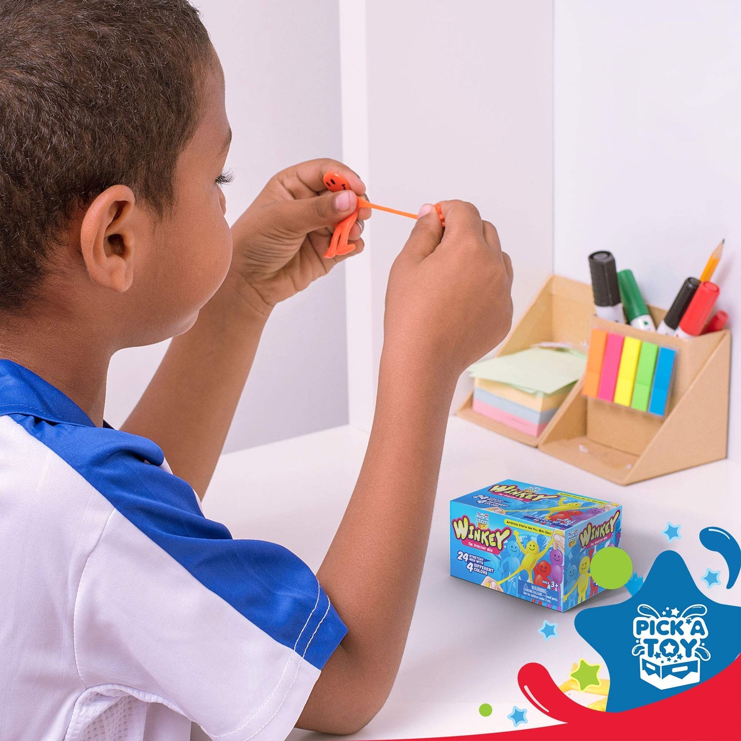 Pick A Toy Stretchy Happy Man Sticky Toy – 24 Bendy Party Favors for Kids