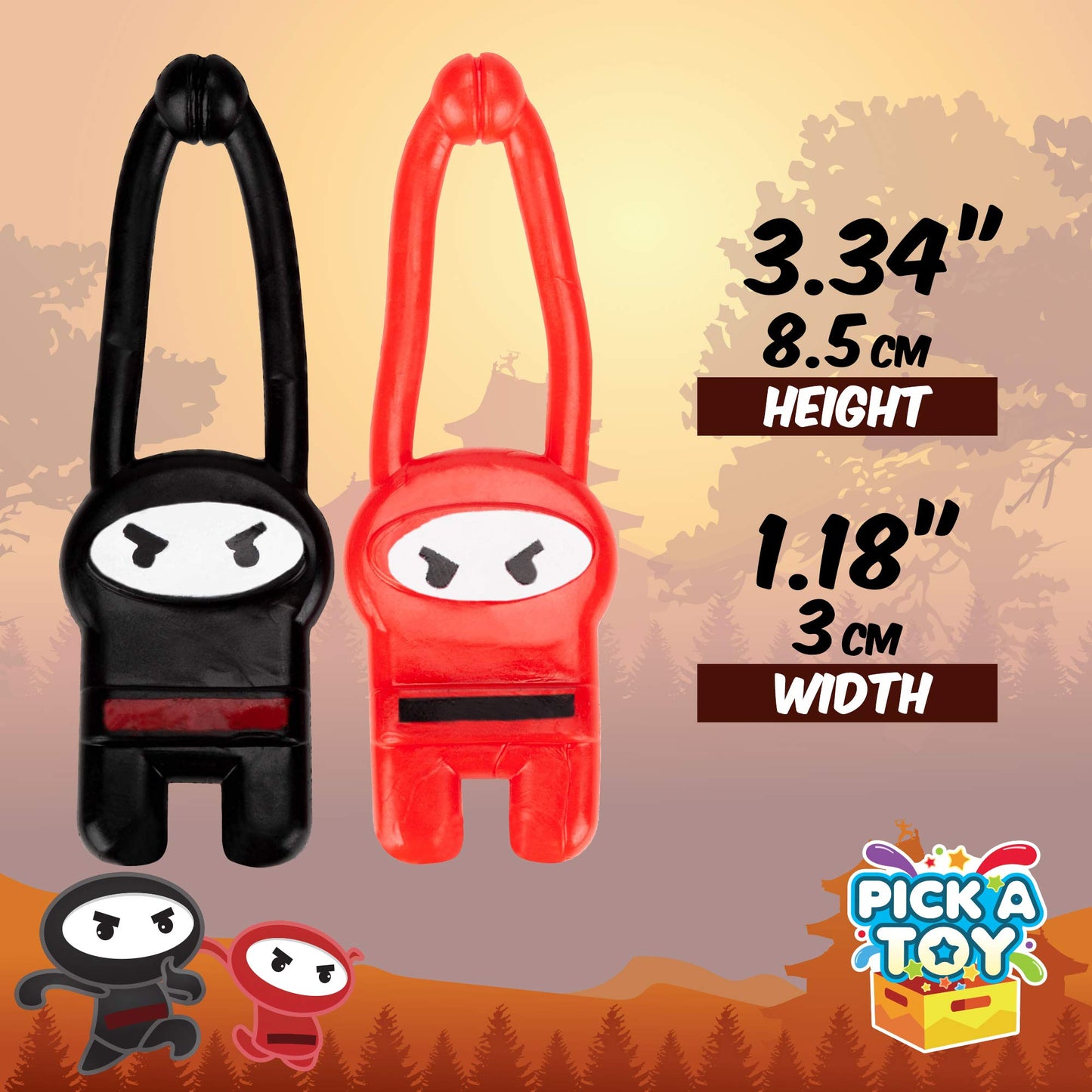 PICK A TOY Ninja Toys - 12-Piece Stretchy Flying Ninjas Slingshots for Parties