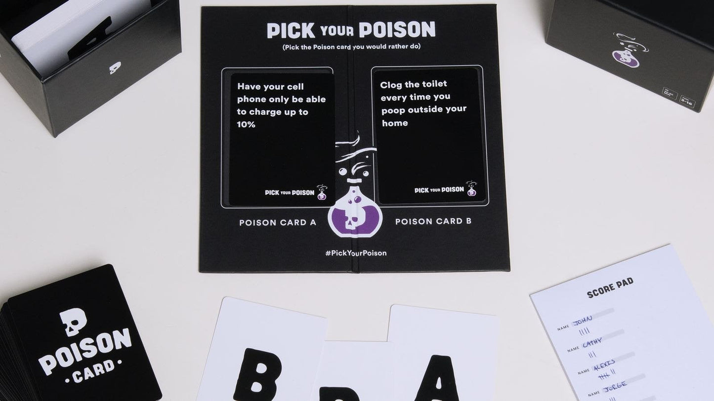Pick Your Poison Party Game + Family Expansion Set – What Would You Rather Do?