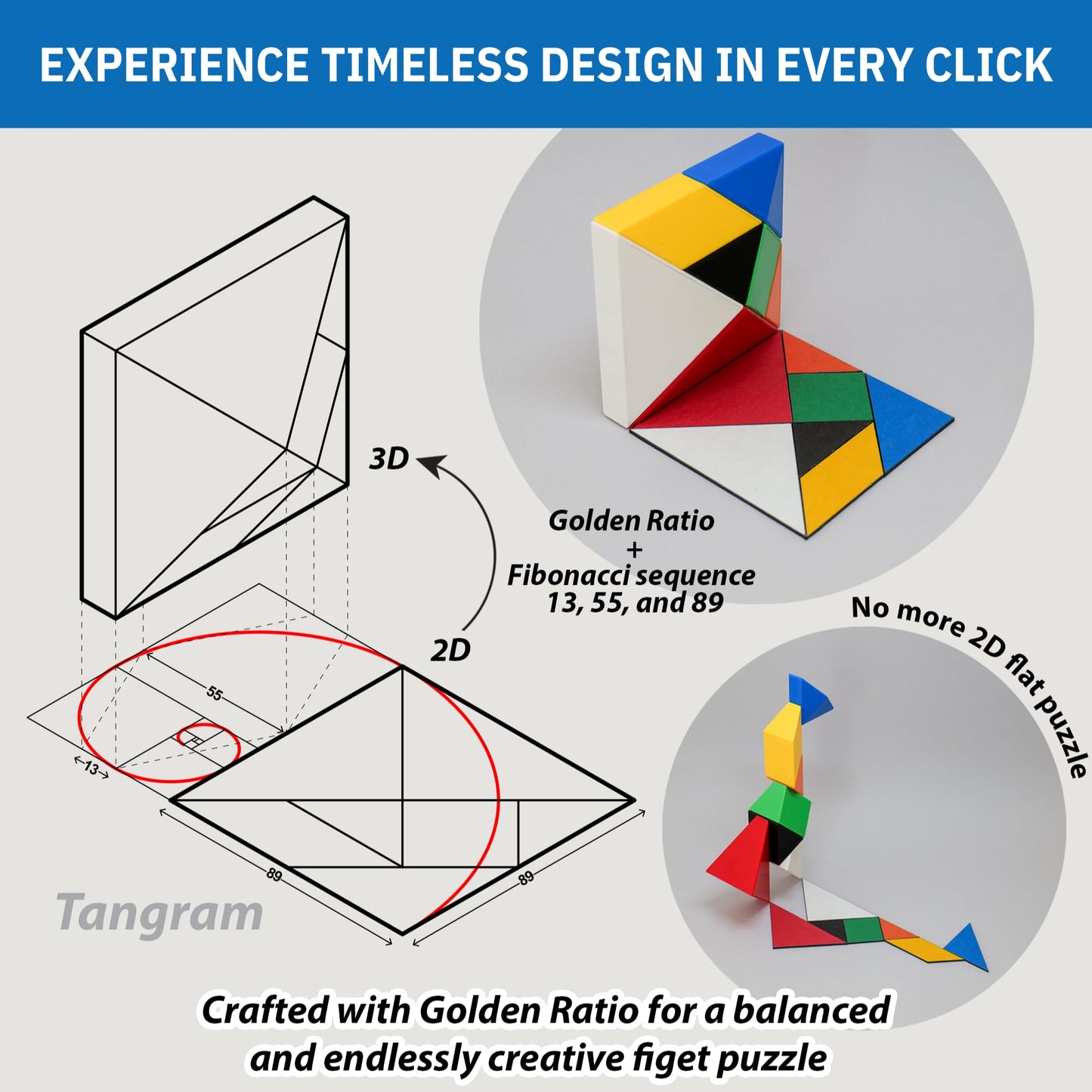 Pickagram Tangram 3D Magnetic Puzzle – STEM Certified Fidget Toy for All Ages