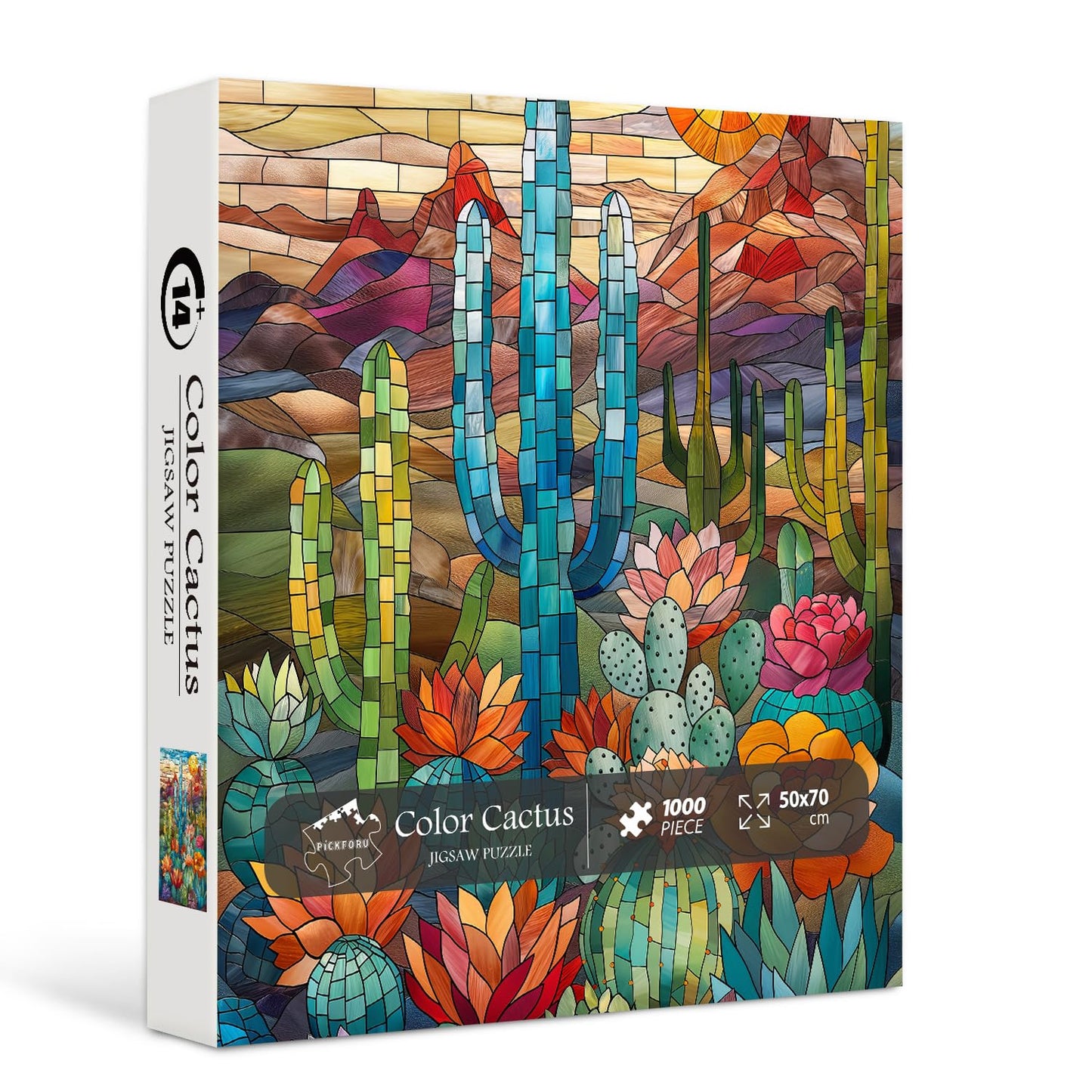 PICKFORU Cactus Puzzles for Adults | 1000+ Pieces & Stained Glass Mosaic