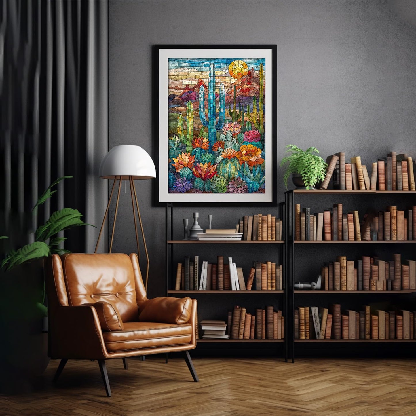 PICKFORU Cactus Puzzles for Adults | 1000+ Pieces & Stained Glass Mosaic