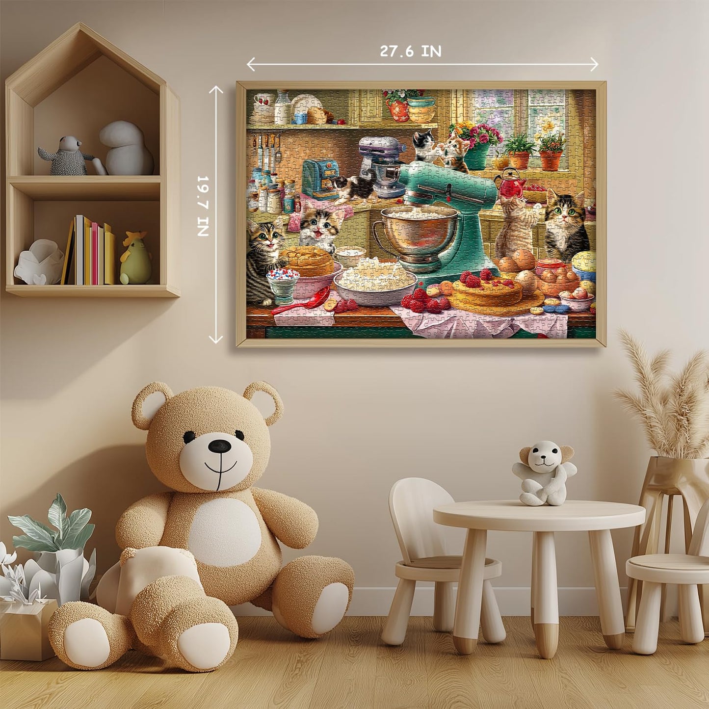 PICKFORU Cat Puzzles for Adults - 1000 Pieces, Kittens Baking Scene, Kitchen Cat Jigsaw Puzzle