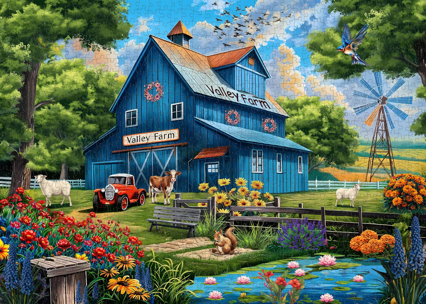 PICKFORU Farm Puzzles for Adults – 1000 Pieces Country Life Landscape