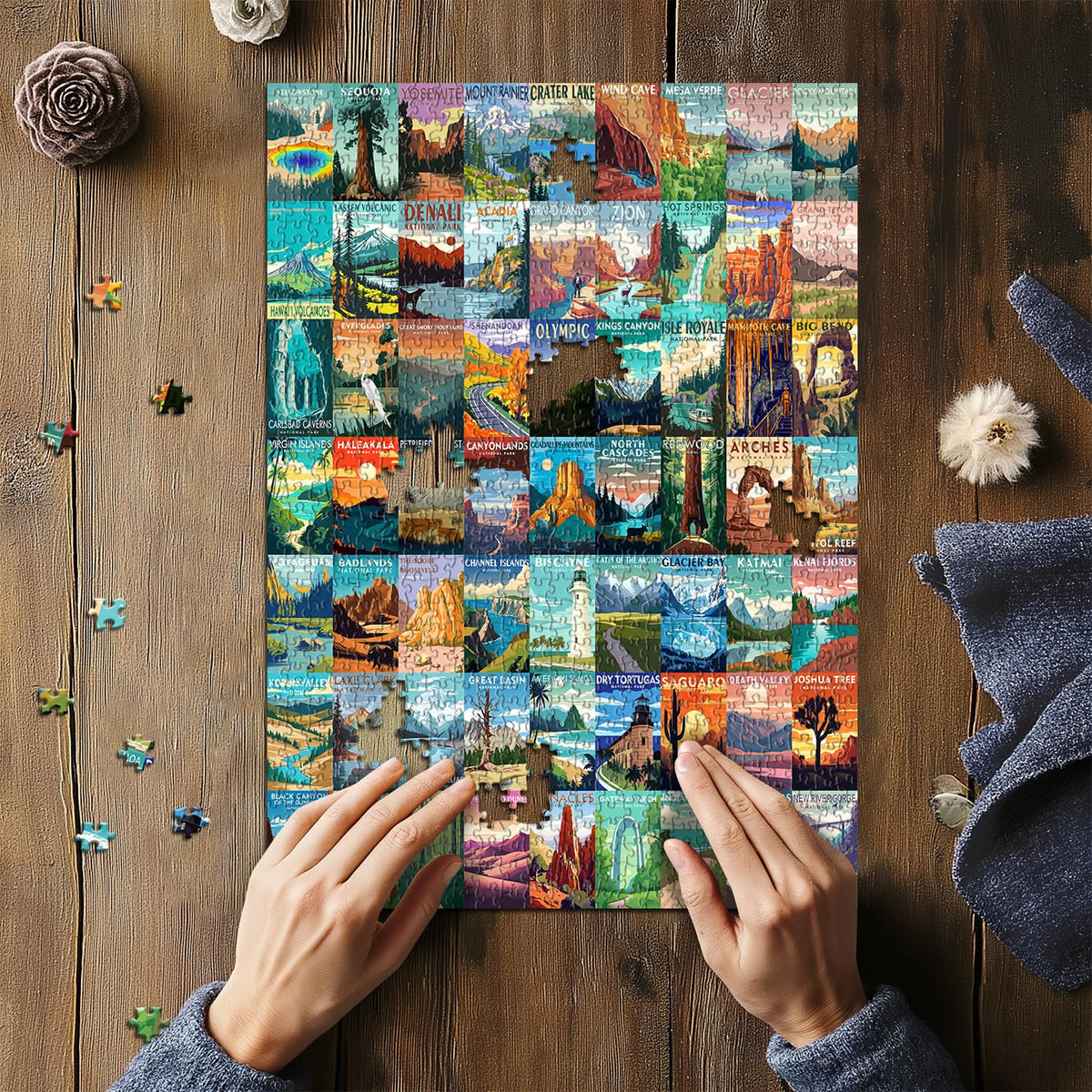 PICKFORU National Parks 1000-Piece Puzzle — Zion, Yellowstone & Yosemite
