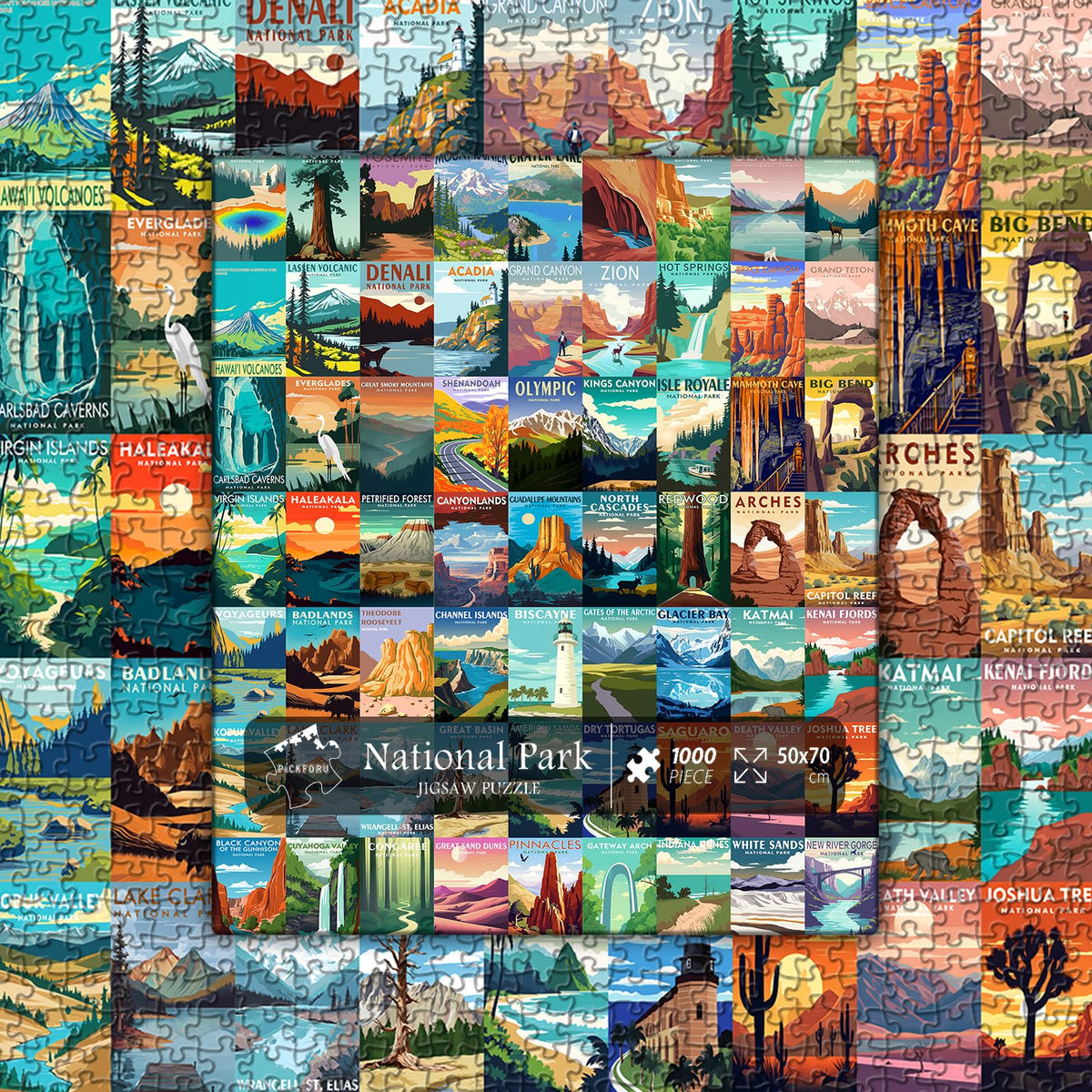 PICKFORU National Parks 1000-Piece Puzzle — Zion, Yellowstone & Yosemite